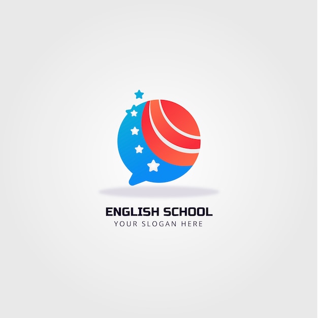 Vettore gratuito design del logo della scuola inglese sfumato