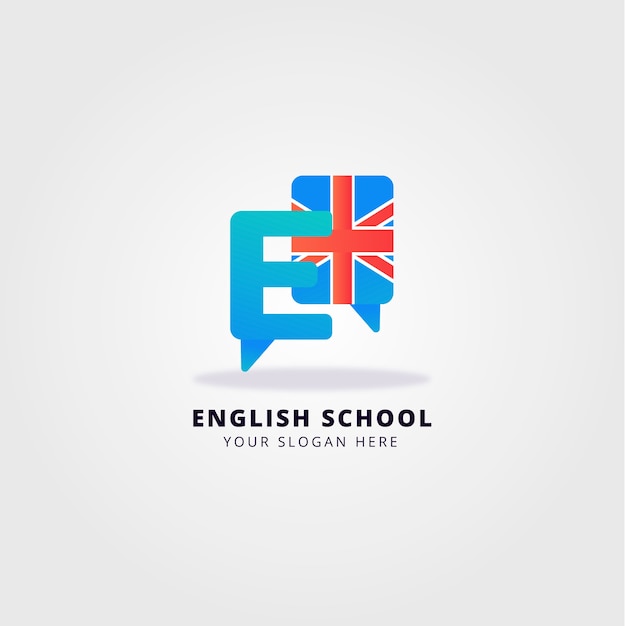 Gradient english school logo design