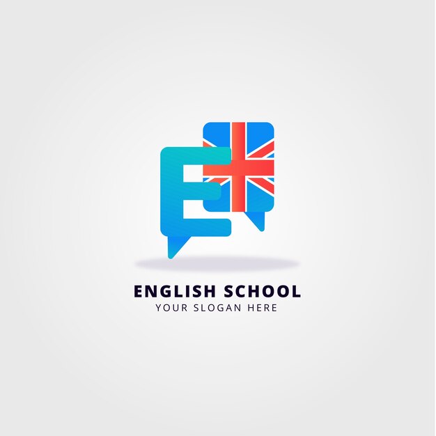 Gradient english school logo design