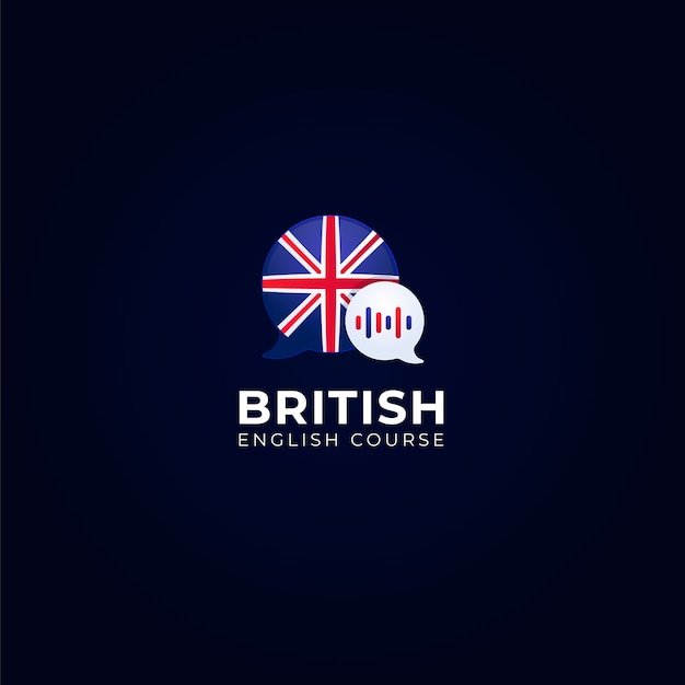 Vettore gratuito design del logo della scuola inglese sfumato