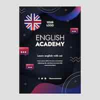 Free vector gradient english school poster