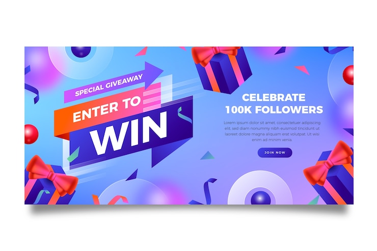 Free Vector gradient enter to win horizontal banner