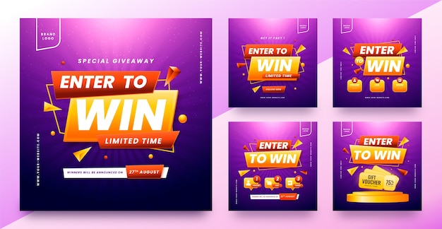 Free vector gradient enter to win instagram post