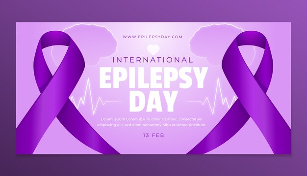 Gradient epilepsy day horizontal banner template with ribbon