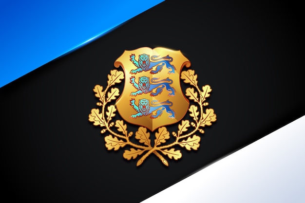 グラデーションエストニアの旗と国章