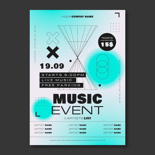 Vettore gratuito design del poster dell'evento gradiente