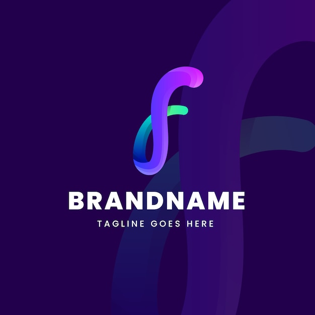 Gradient f letter logo template