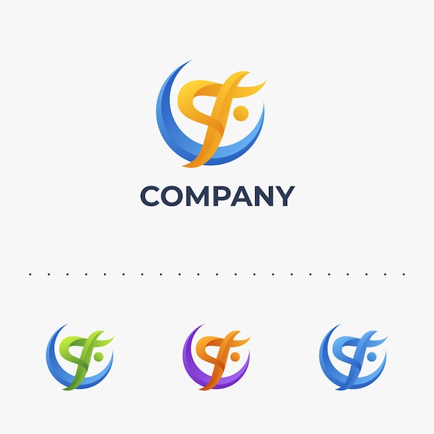 Free vector gradient f letter logo