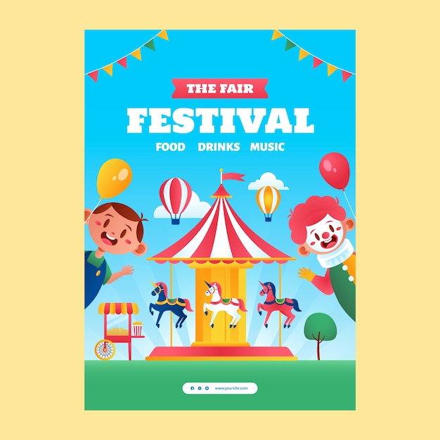 Gradient fair celebration vertical poster template