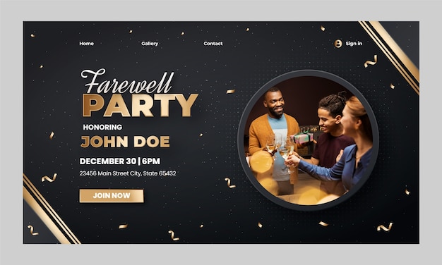 Free vector gradient farewell party landing page