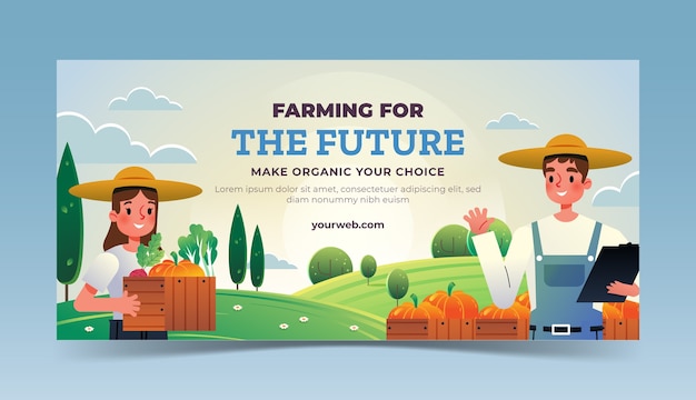 Gradient farmer's day horizontal banner template