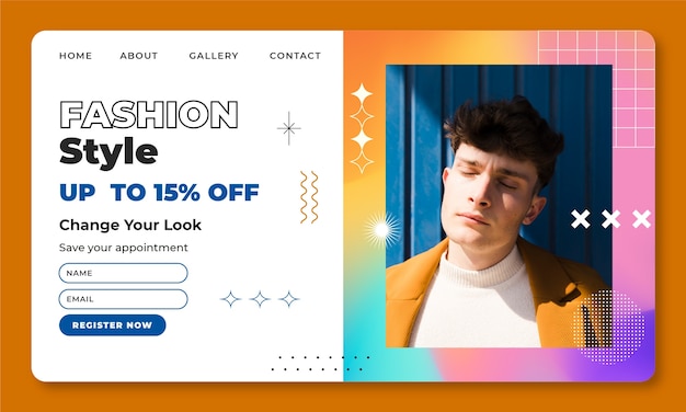 Free vector gradient fashion stylist  landing page template