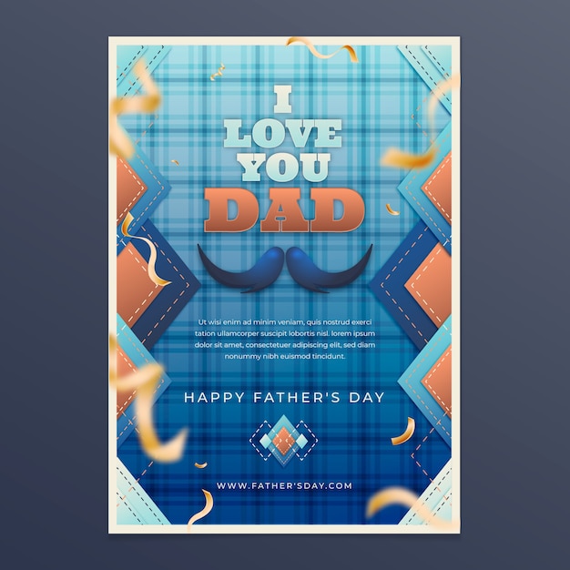 Free vector gradient father's day greeting card template