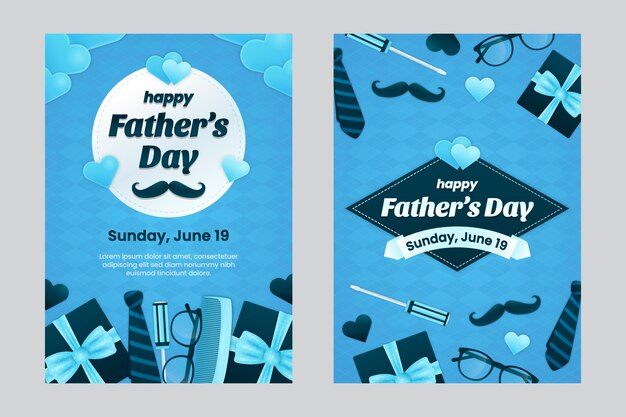 Gradient father's day greeting cards collection