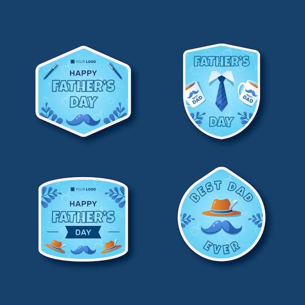 Free vector gradient father's day labels collection