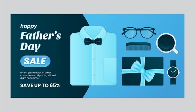 Gradient father's day sale horizontal banner template