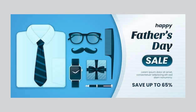 Gradient father's day sale horizontal banner template