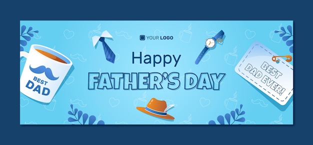 Gradient father's day social media cover template