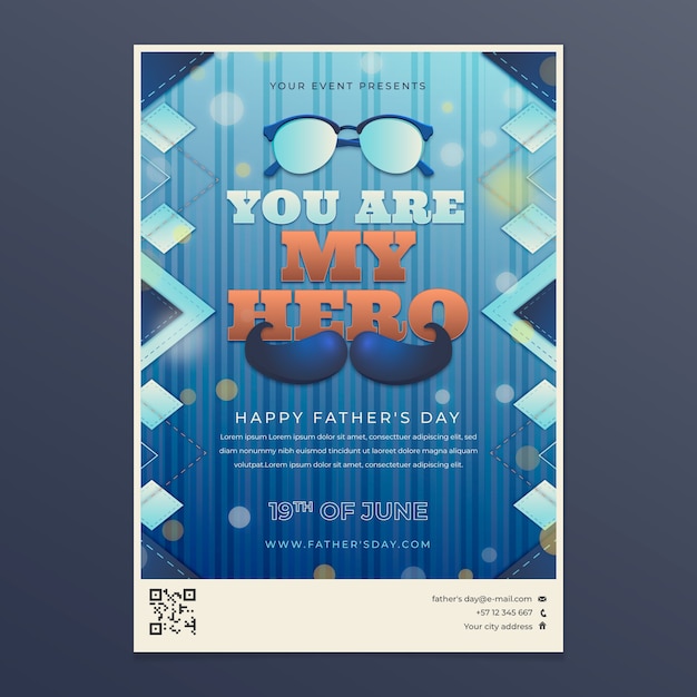 Free vector gradient father's day vertical flyer template