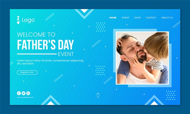Gradient fathers day landing page template