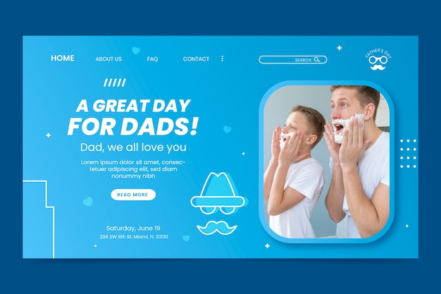 Free vector gradient fathers day landing page template