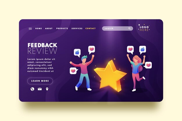 Gradient feedback home page template