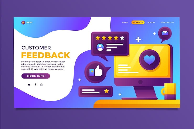 Free Vector gradient feedback landing page template
