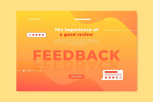 Gradient feedback landing page template