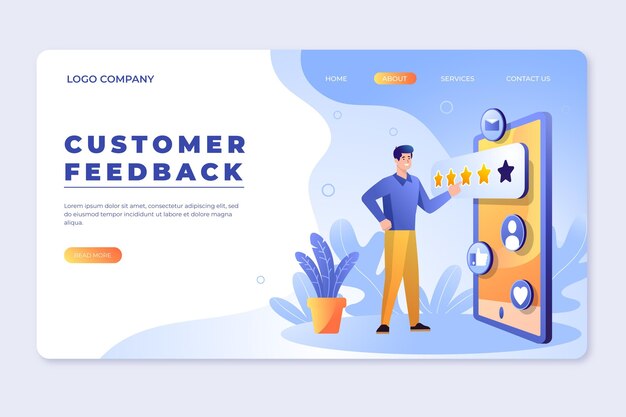 Gradient feedback landing page template