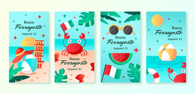 Gradient ferragosto instagram stories collection