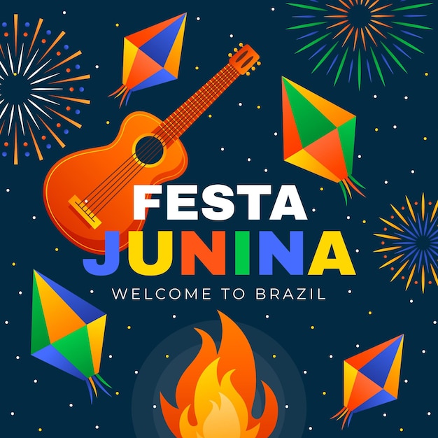 Free vector gradient festa junina illustration