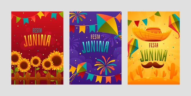 Gradient festas juninas cards collection