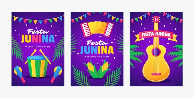 Коллекция открыток Gradient festas juninas