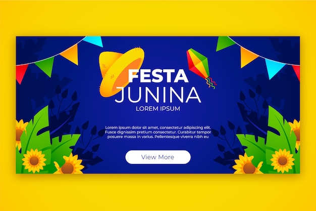 그라데이션 festas juninas 가로 배너 템플릿