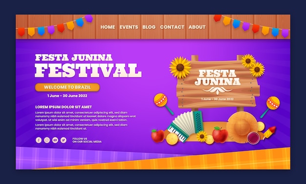 Modello di pagina di destinazione gradiente festas juninas