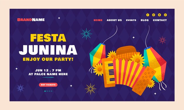 Бесплатное векторное изображение Шаблон целевой страницы градиента festas juninas