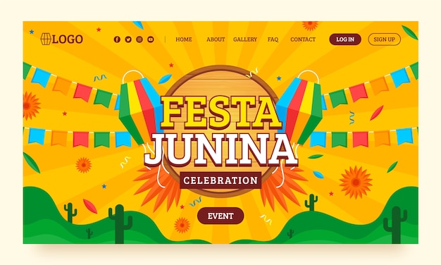 Free vector gradient festas juninas party landing page