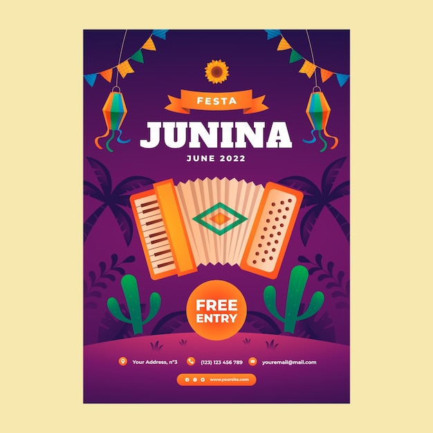 Free vector gradient festas juninas poster template