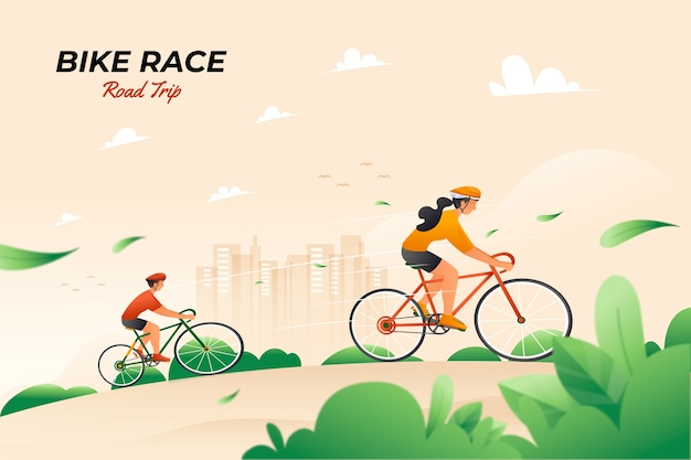 Free vector gradient field  bike race illustration