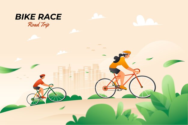 Gradient field  bike race illustration