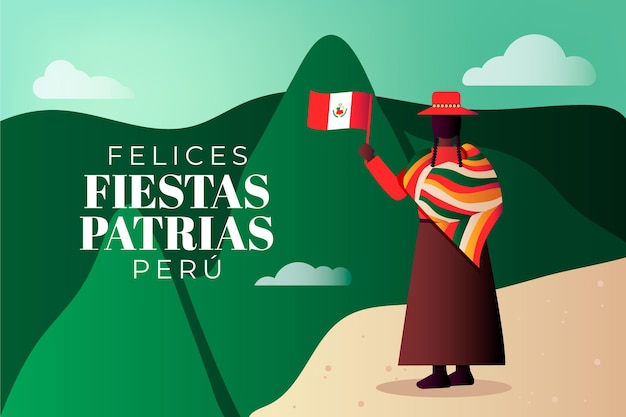 Vettore gratuito illustrazione di gradiente fiestas patrias de peru