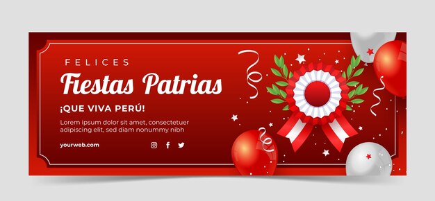 Gradient fiestas patrias peru social media cover template