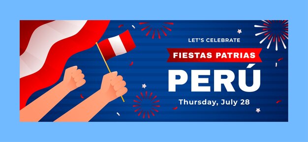 Gradient fiestas patrias peru social media cover template