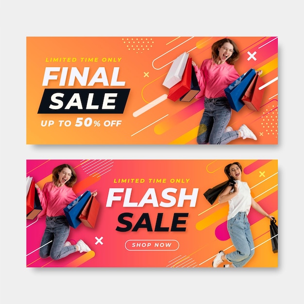 Gradient final sales banners with photo