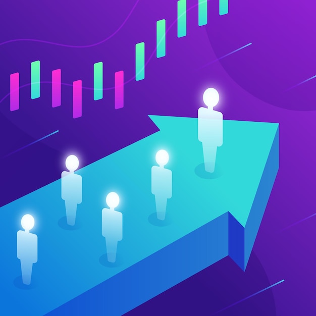 Free vector gradient finance leaders concept with arrow