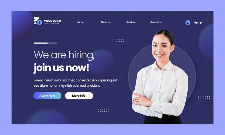 Бесплатный Вектор целевая страница вакансий gradient finance