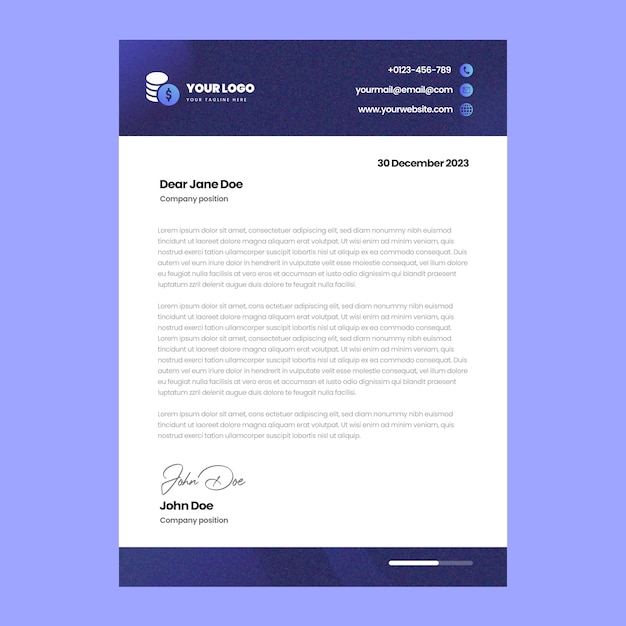 Free vector gradient finances job letter template