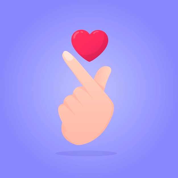 Free vector gradient finger heart with shadows