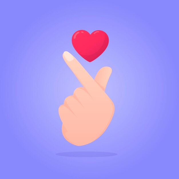 Gradient finger heart with shadows