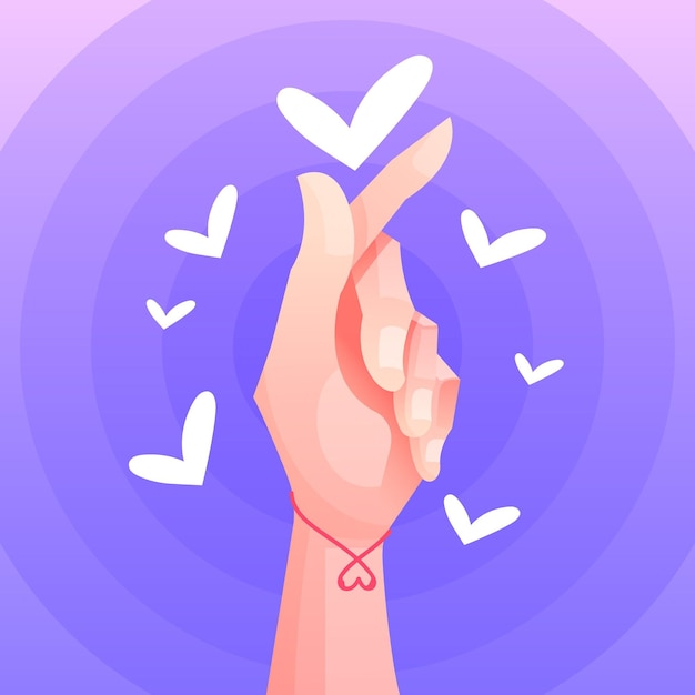 Бесплатное векторное изображение Градиентное сердце пальца